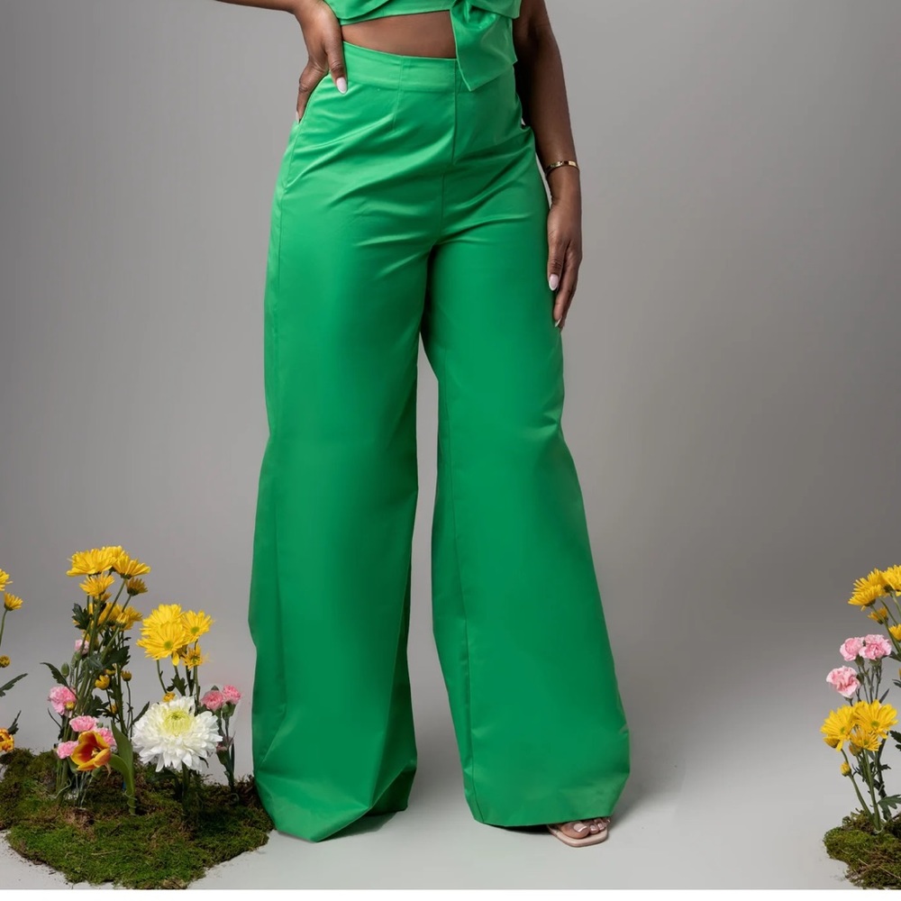 NEW Green Wide Leg Pant Sz L